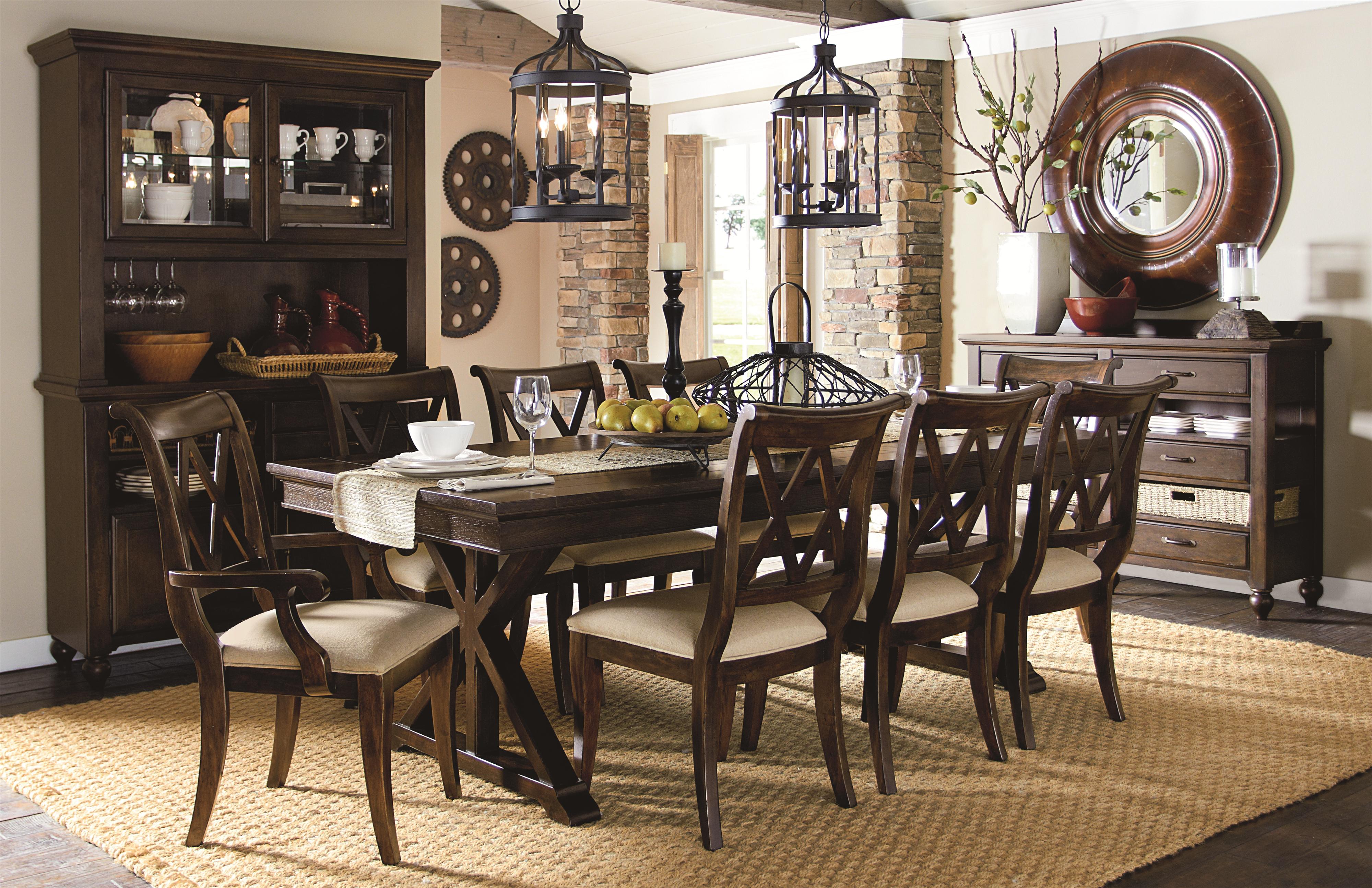 Legacy Classic Thatcher 9 Piece Dining Set with X Back Chairs Belfort